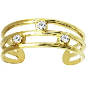 10k Yellow Gold Cubic Zirconia Trio Band Toe Ring