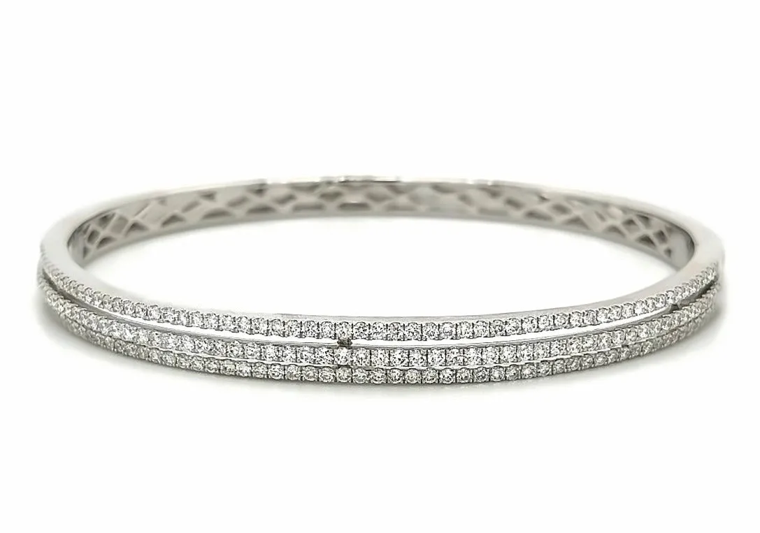 1.56ct tw Triple Row Diamond White Gold Bangle Bracelet