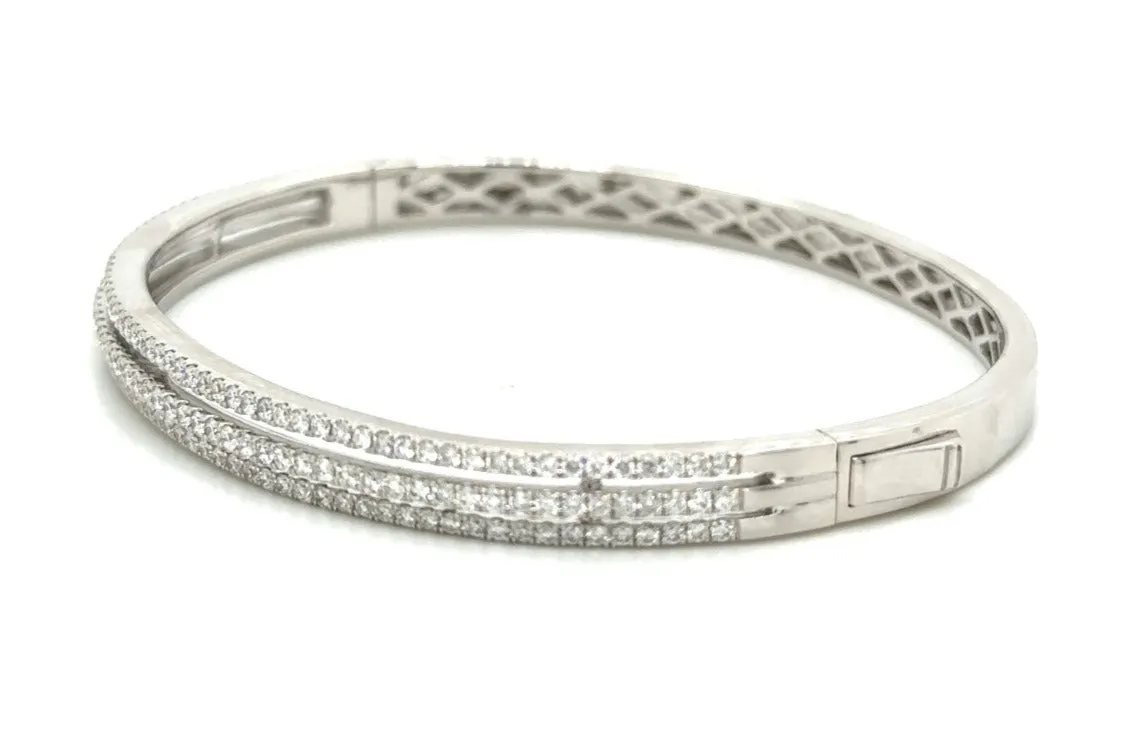 1.56ct tw Triple Row Diamond White Gold Bangle Bracelet