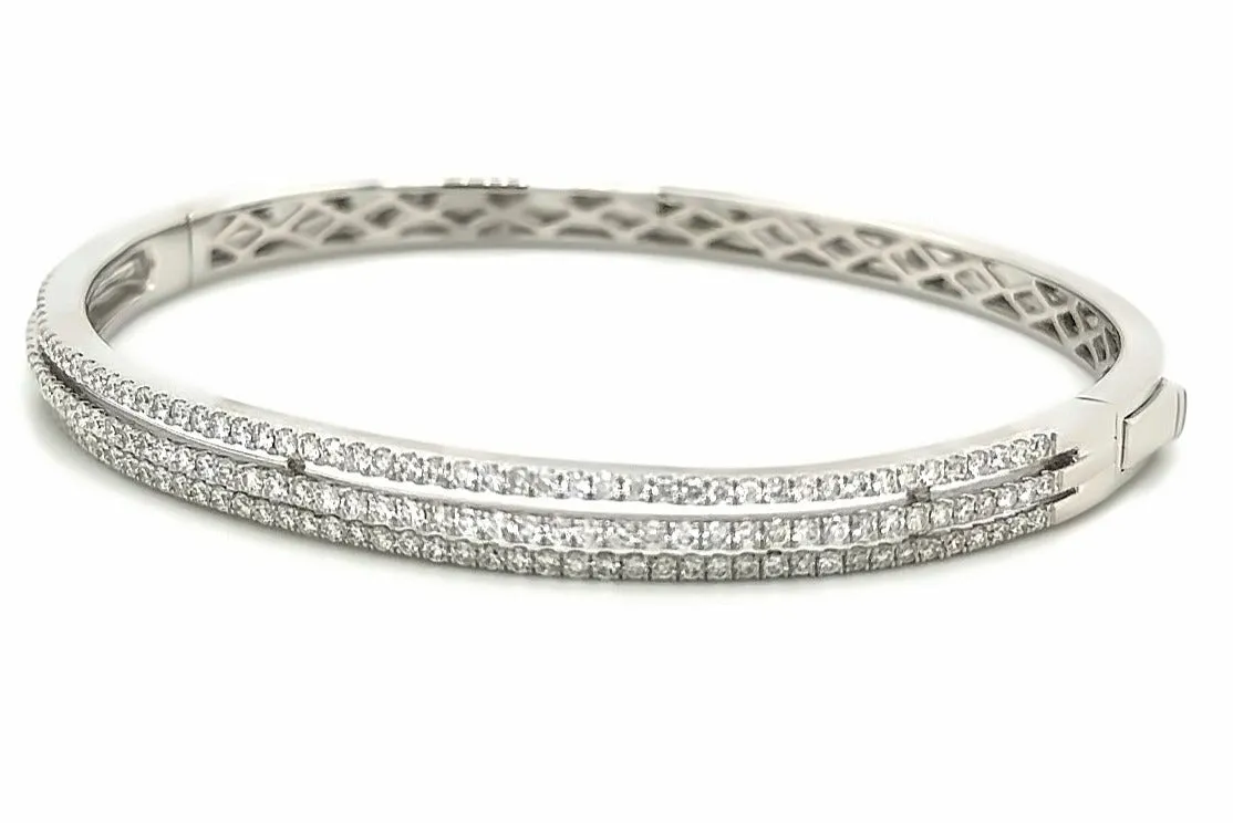 1.56ct tw Triple Row Diamond White Gold Bangle Bracelet