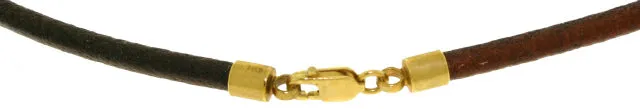 4.7 Carat 14K Solid Yellow Gold Leather Necklace Natural Amethyst