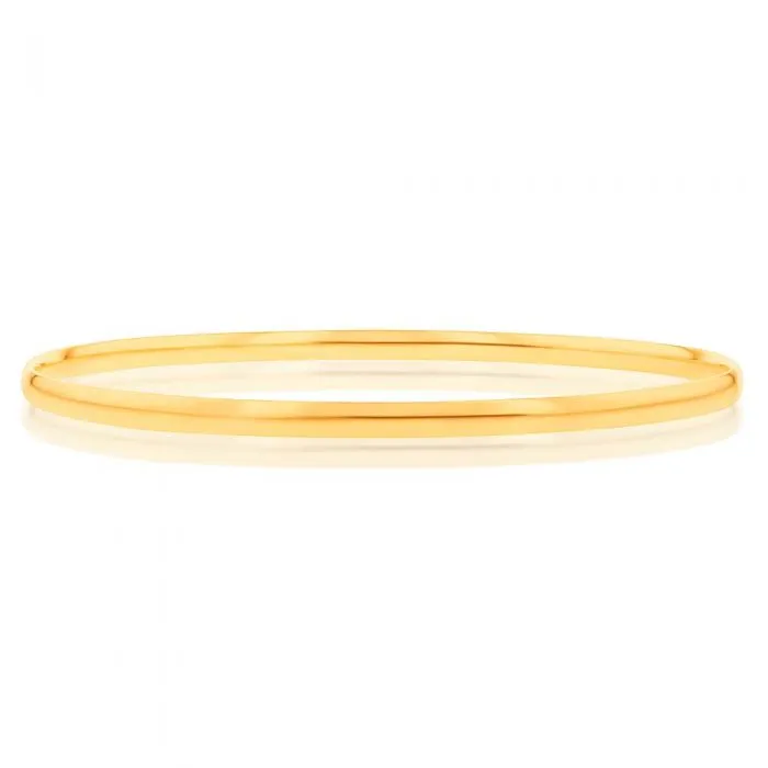 9ct Yellow Gold 3mm Half Round 65mm Bangle