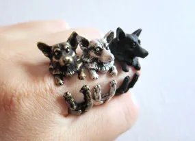 Animal Corgi Wrap Ring (available in 3 colors); Unique Realistic Corgi Puppy Dog Ring; Queen's Corgi Dog