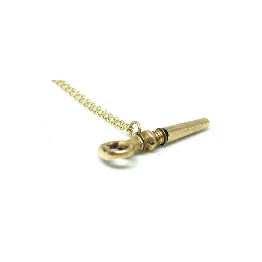 Antique Victorian Gilt Watch Key Pendant Necklace