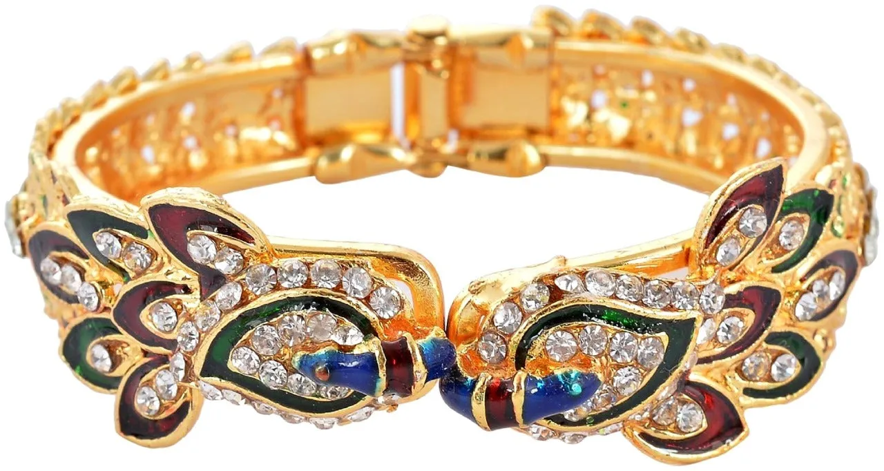 Attractive Gold Plated American Diamond Beautiful Peacock Shape Bracelet For Girl & women