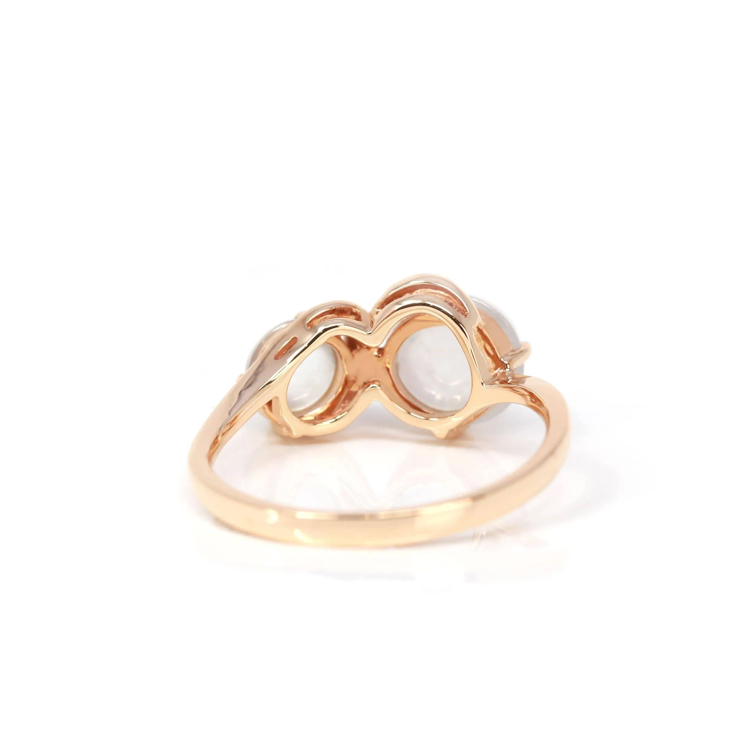 Baikalla™ "Jules" 18k Rose Gold Natural Ice Jadeite Engagement Ring With Rubys & Diamonds