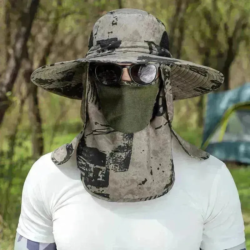 Big Brim Protective Caps Summer Face Cover Sun-proof Mountaineering Bucket Hat