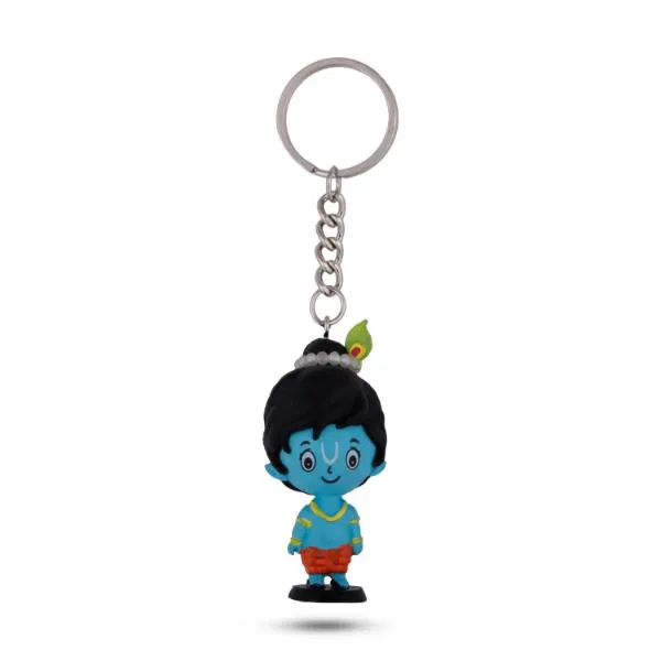 Bobble Head Krishna Key Chain - 2.5 Inches | Keyring/ Handmade Key Chain for Bike