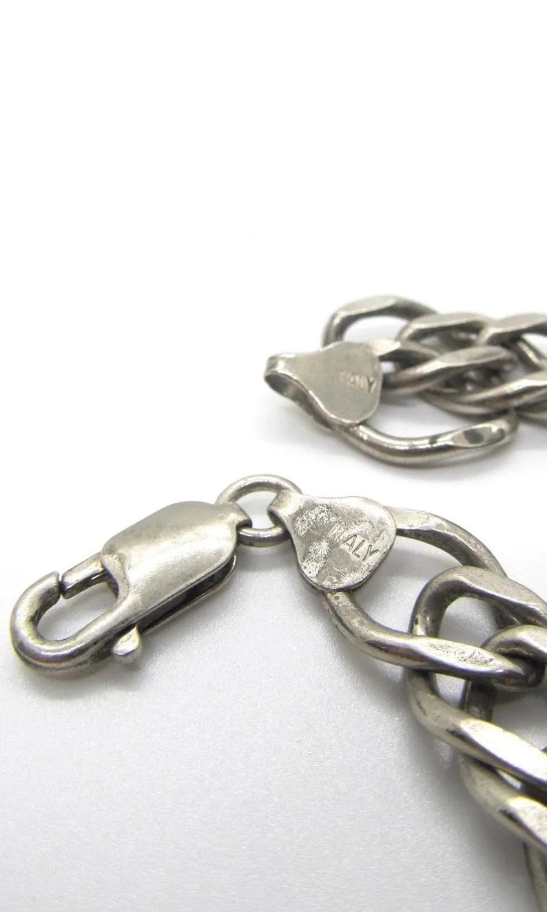 CHAIN REACTION Vintage Italian Sterling Silver Chain Link Sphinx Bracelet