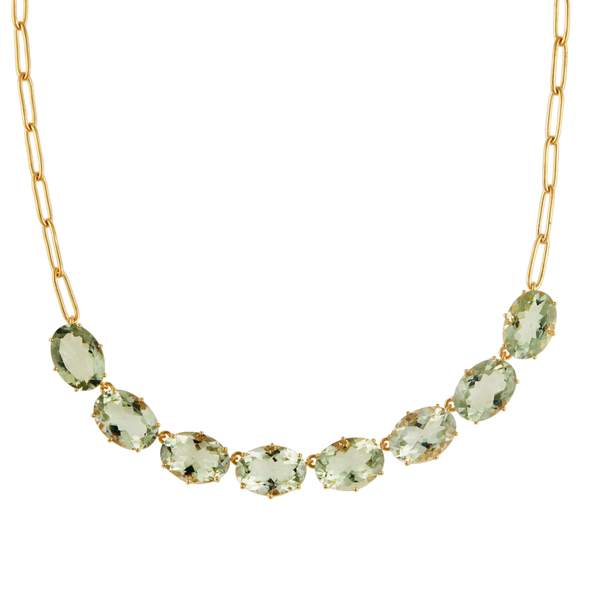 Chained Crown Necklace Green Amethyst