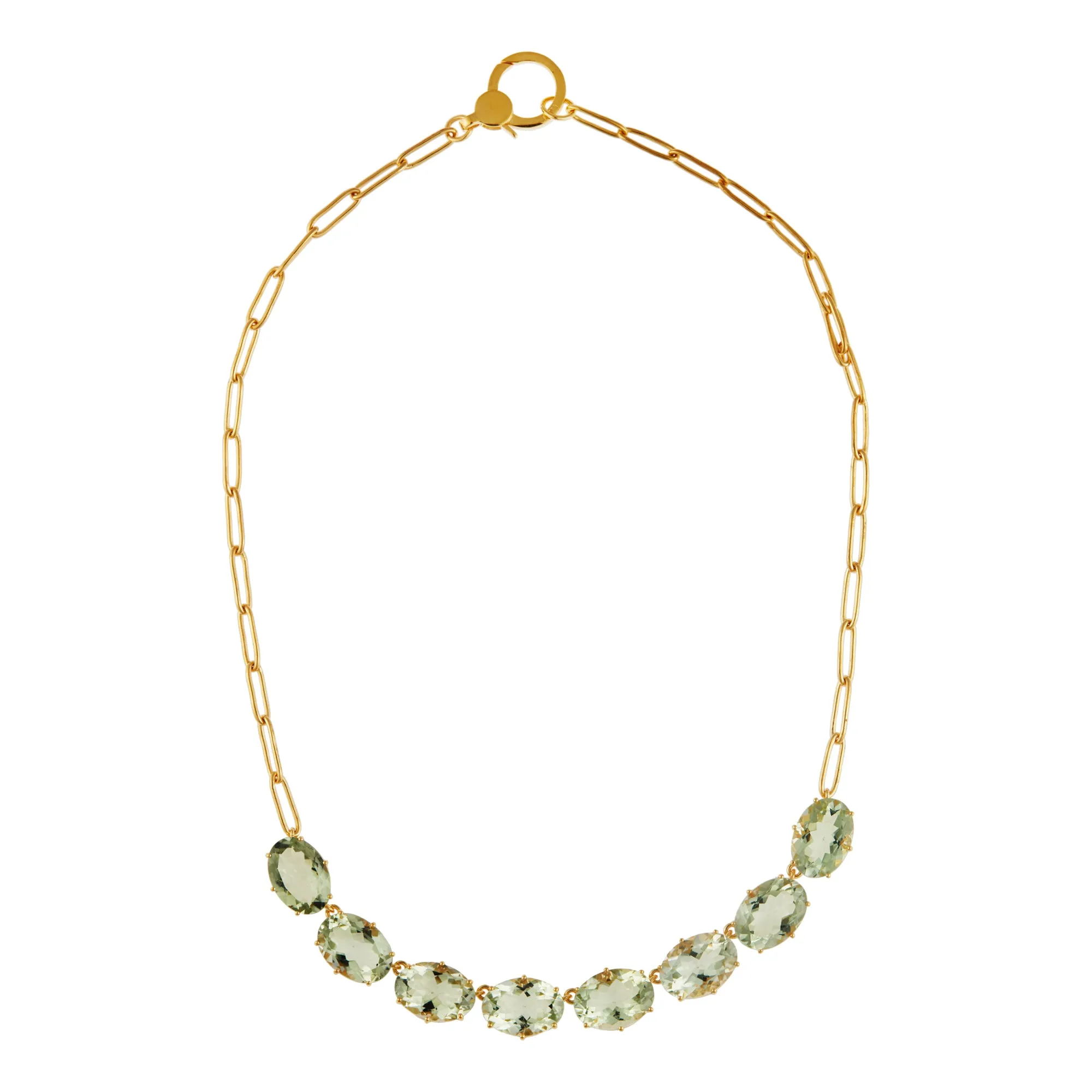 Chained Crown Necklace Green Amethyst