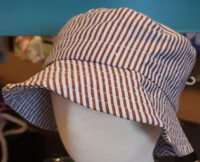 Child's Beach Hat - Brown Blue Stripe