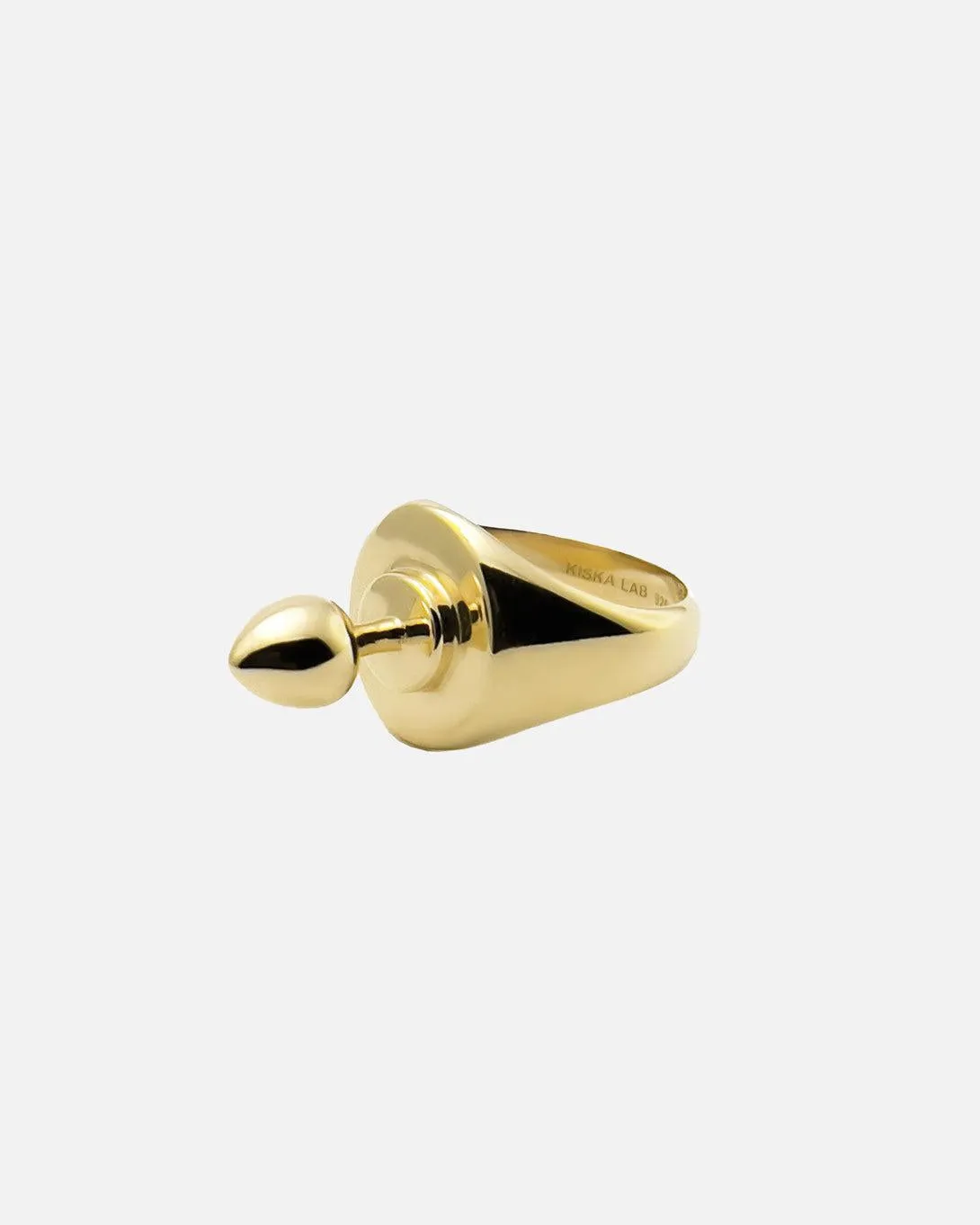 Gold Mini Plug Signet Ring