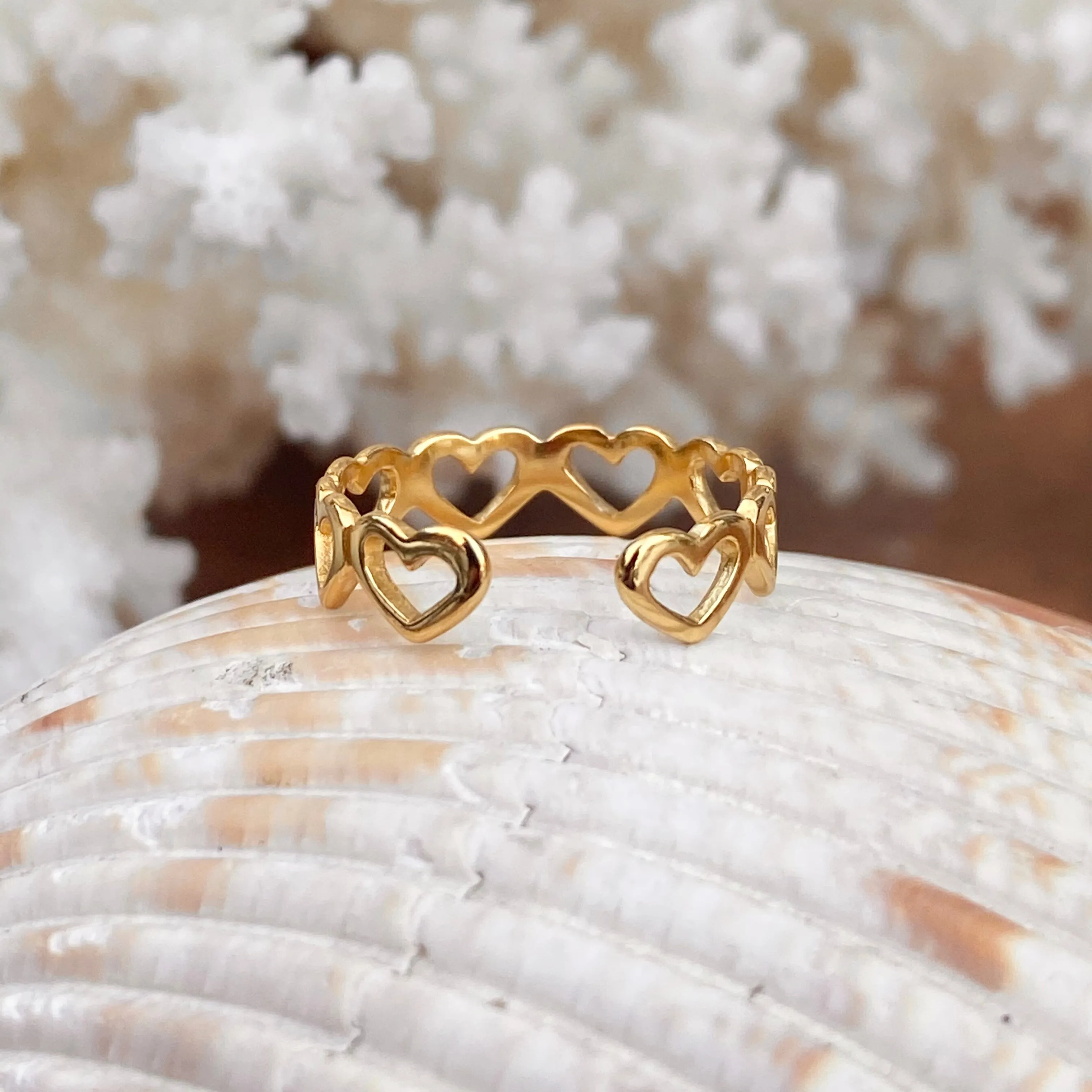Gold Plated Sterling Silver Open Hearts Toe Ring