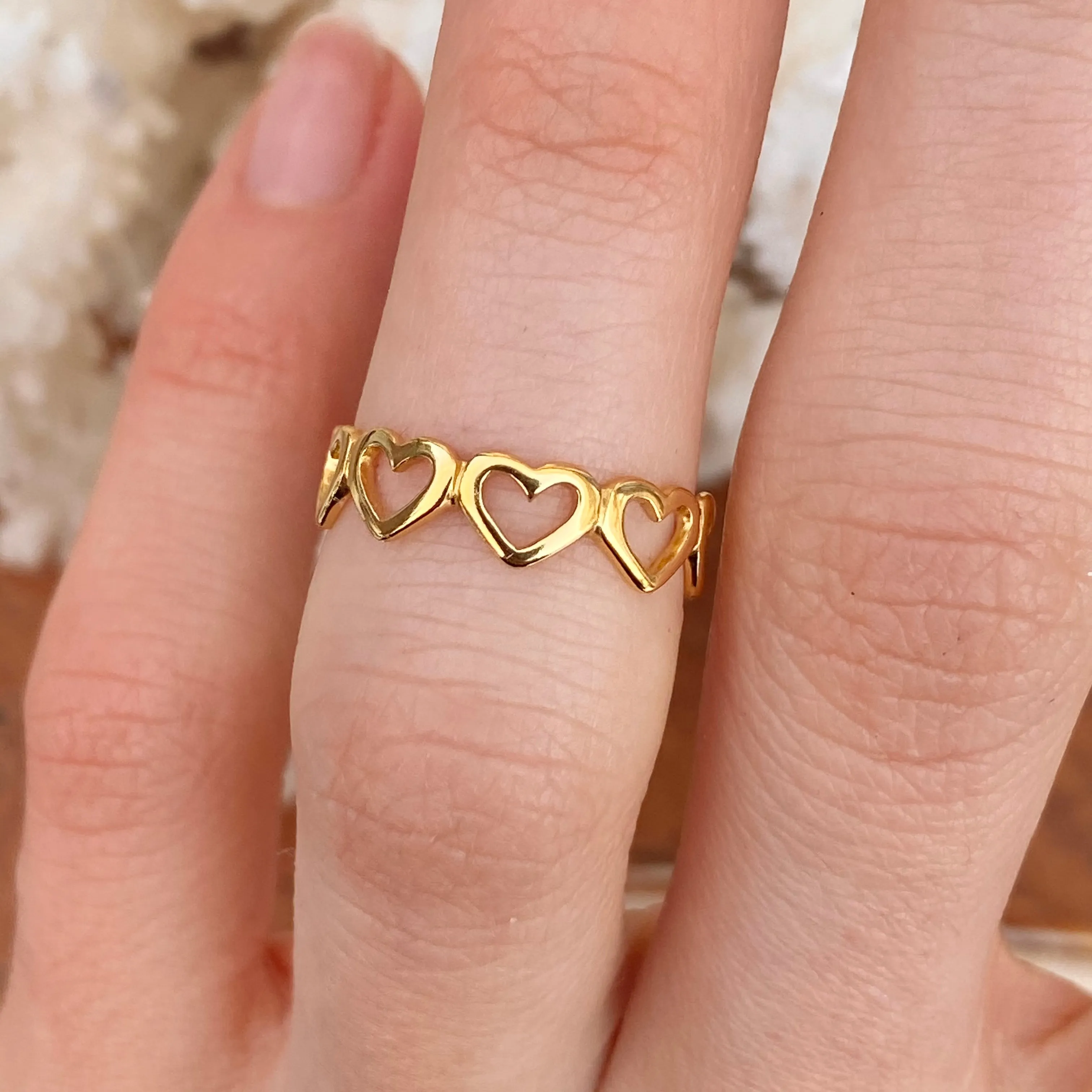 Gold Plated Sterling Silver Open Hearts Toe Ring