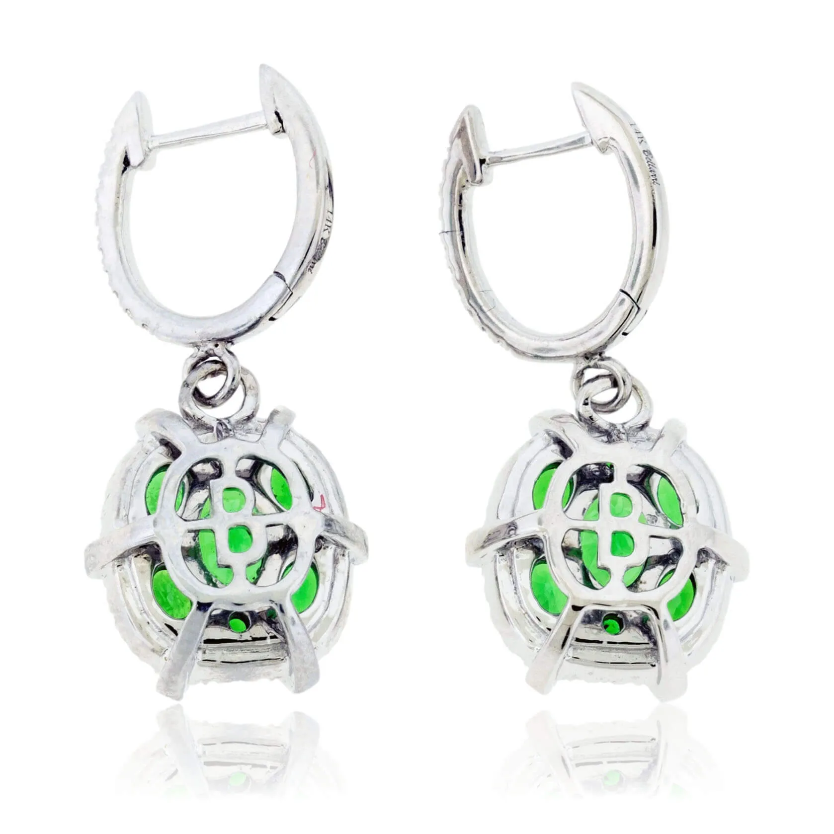 Green Tsavorite Garnet & Diamond Drop Earrings