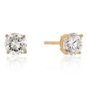 Haley Round Cut Gold Stud Earrings – 4mm  | 0.5ct | Sterling Silver