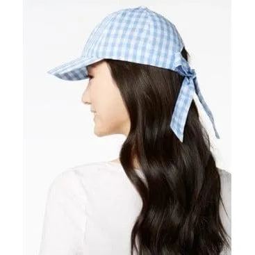 Inc International Concepts Gingham Bow-Back Baseball Cap (Light Blue, One Size)