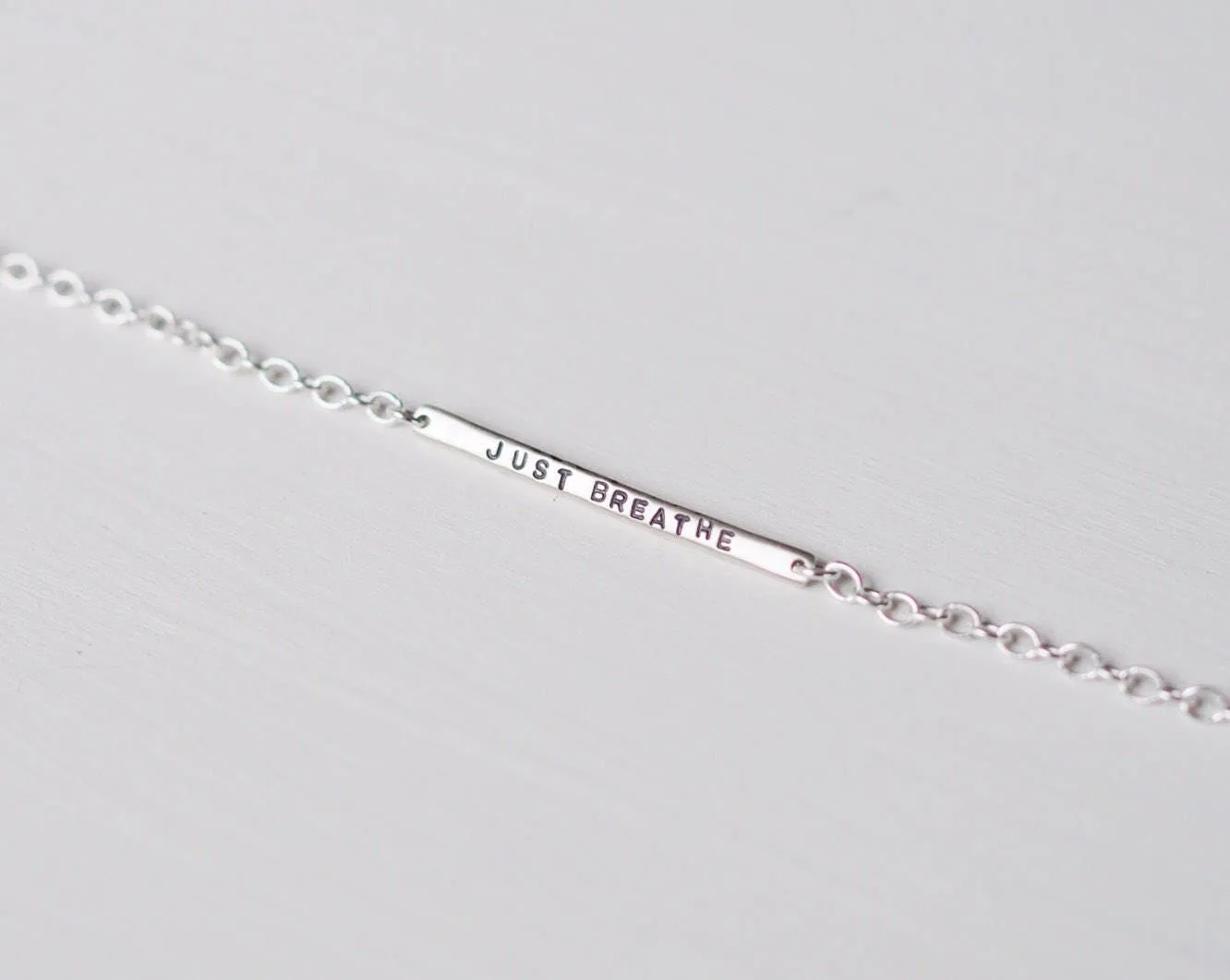 Just Breathe Tiny Bar Bracelet