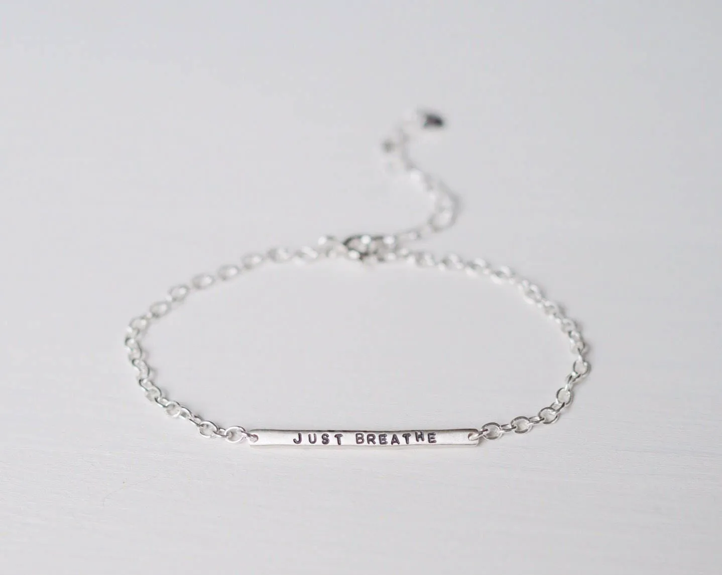 Just Breathe Tiny Bar Bracelet