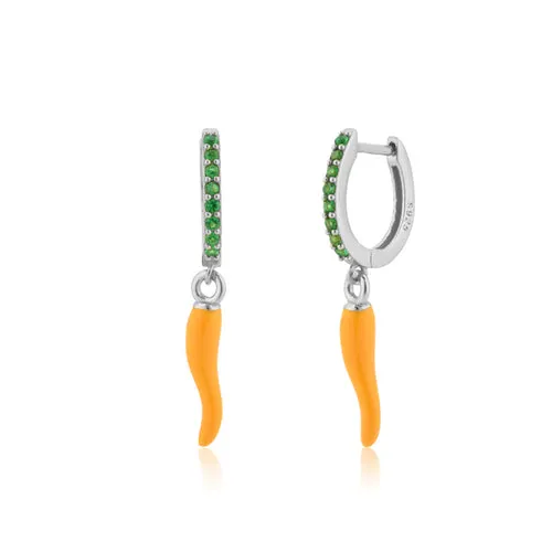 KESLEY 925 Sterling Silver 8.5mm Enamel Yellow Chili Red Spicy Drop