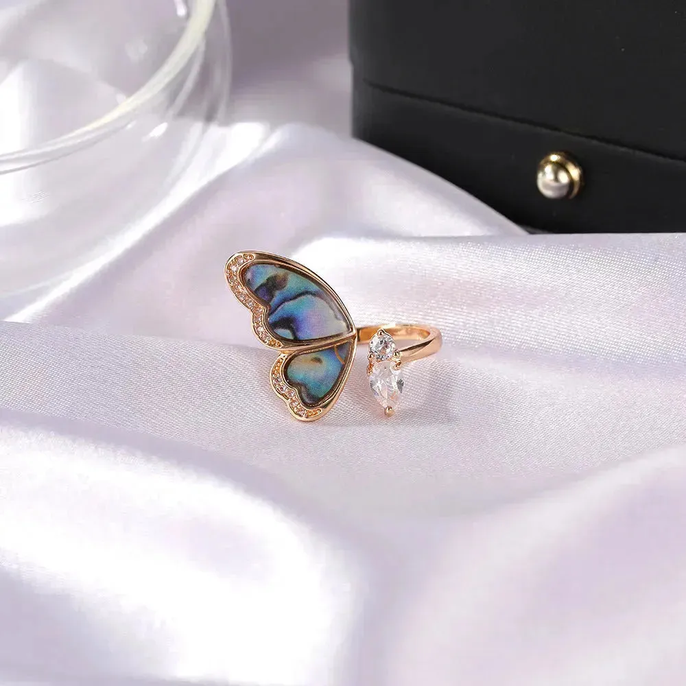 Ladies Fashion  Seashell Wing Zircon Jewelry Ring for women