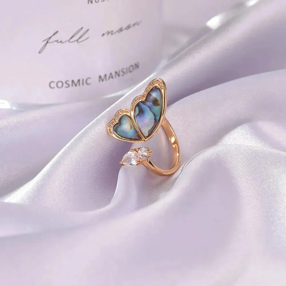 Ladies Fashion  Seashell Wing Zircon Jewelry Ring for women