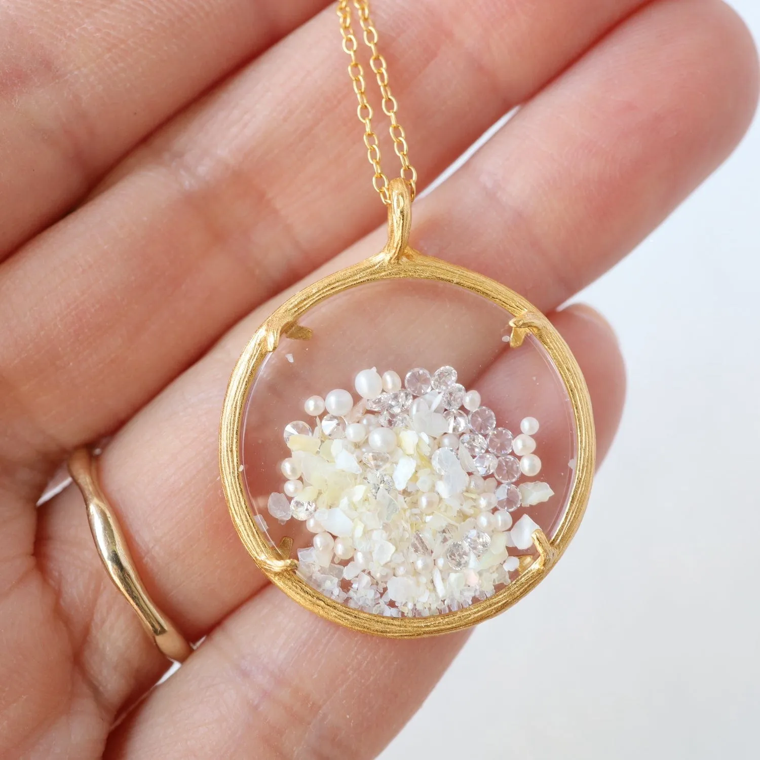 Large Shaker June Birthstone Necklace - 18k Gold Vermeil & Pearl