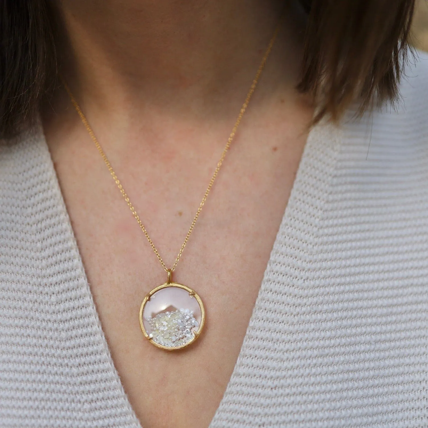 Large Shaker June Birthstone Necklace - 18k Gold Vermeil & Pearl