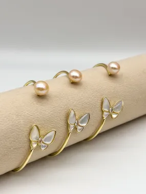 Peach Freshwater Pearl Butterfly Bangle