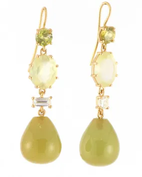 Prenite and Amber Bulb Drop Earrings