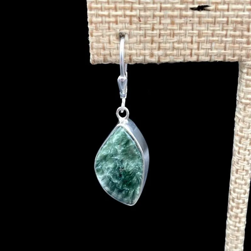 Seraphinite Dangle Gemstone Earrings Sterling Silver