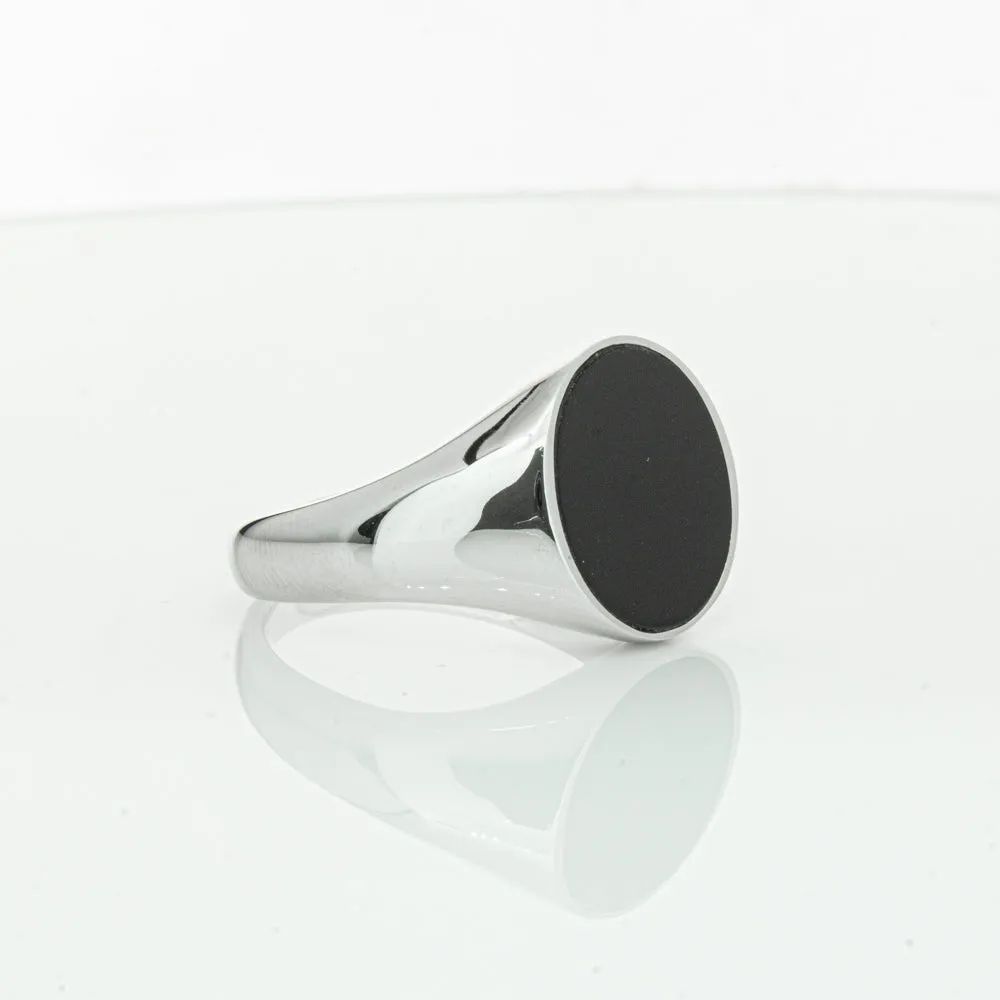 Sterling Silver Oval Onyx Signet Ring