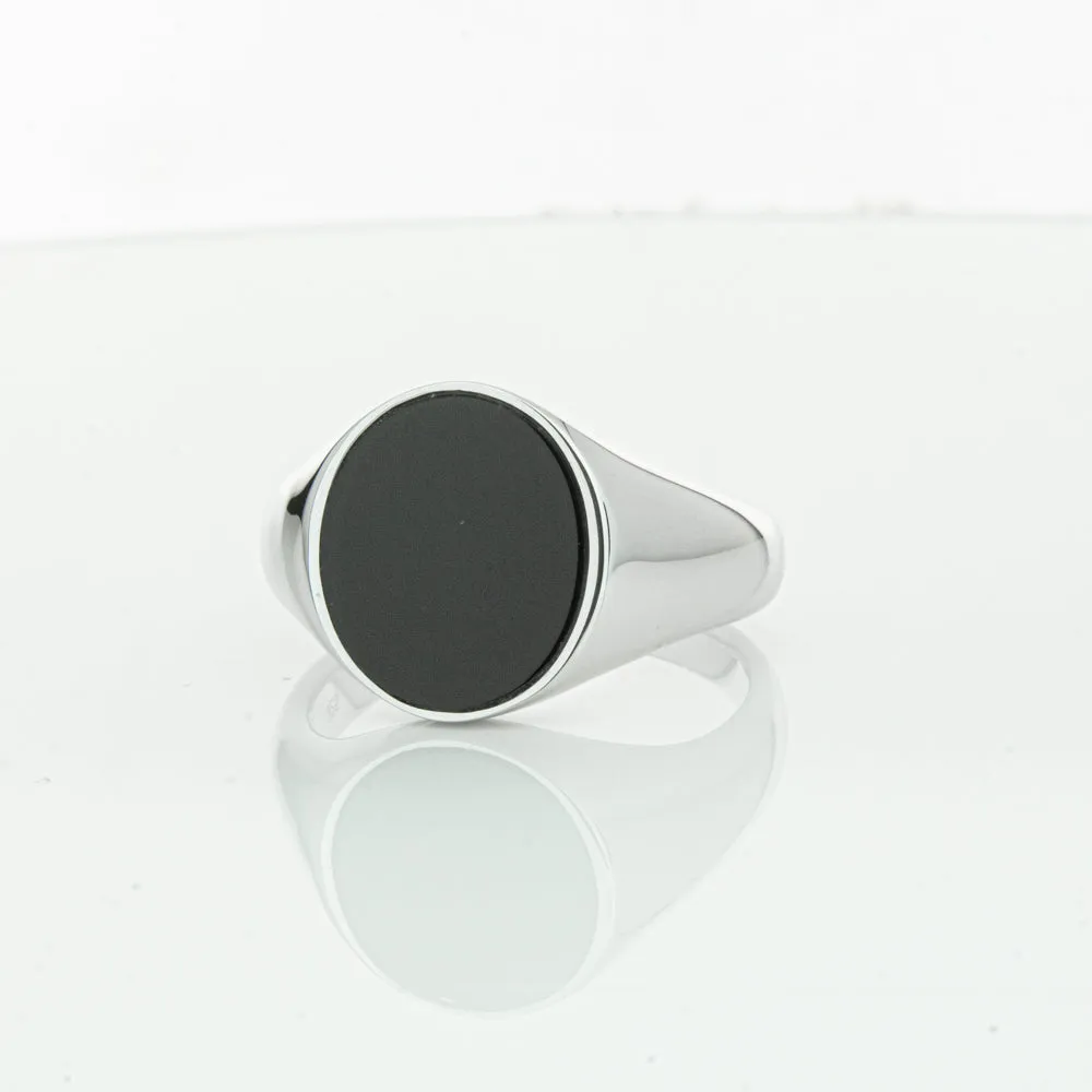 Sterling Silver Oval Onyx Signet Ring