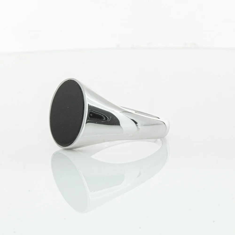 Sterling Silver Oval Onyx Signet Ring