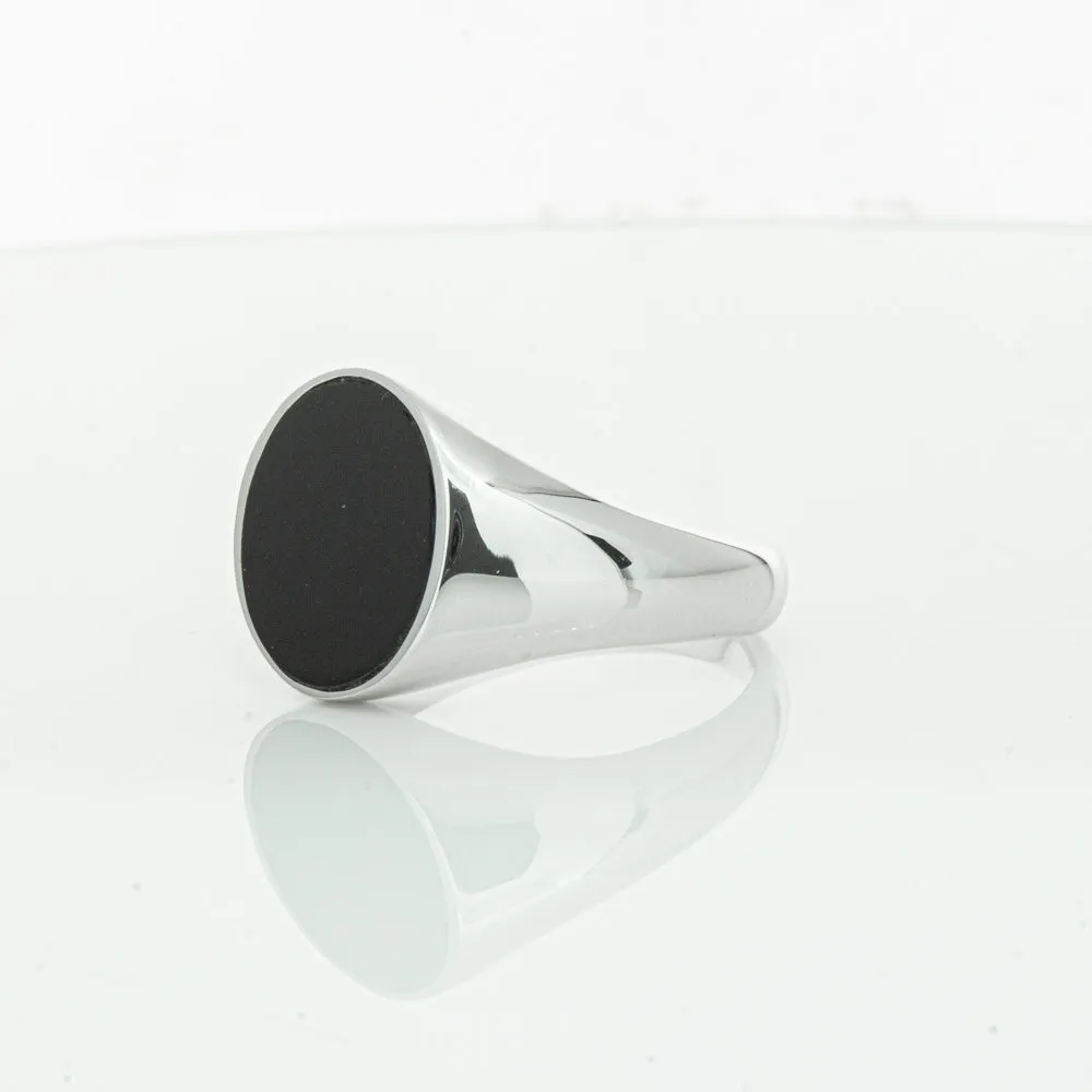 Sterling Silver Oval Onyx Signet Ring