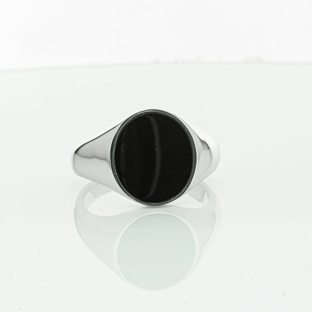 Sterling Silver Oval Onyx Signet Ring