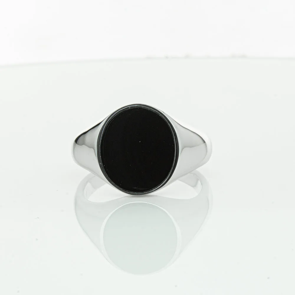 Sterling Silver Oval Onyx Signet Ring