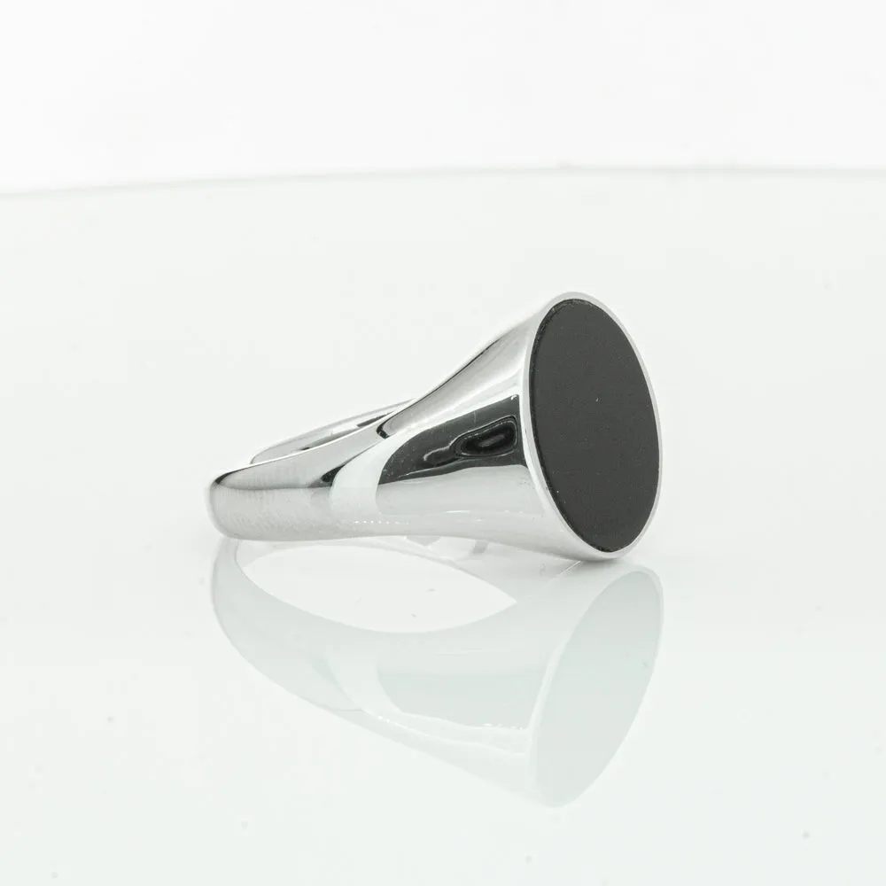 Sterling Silver Oval Onyx Signet Ring