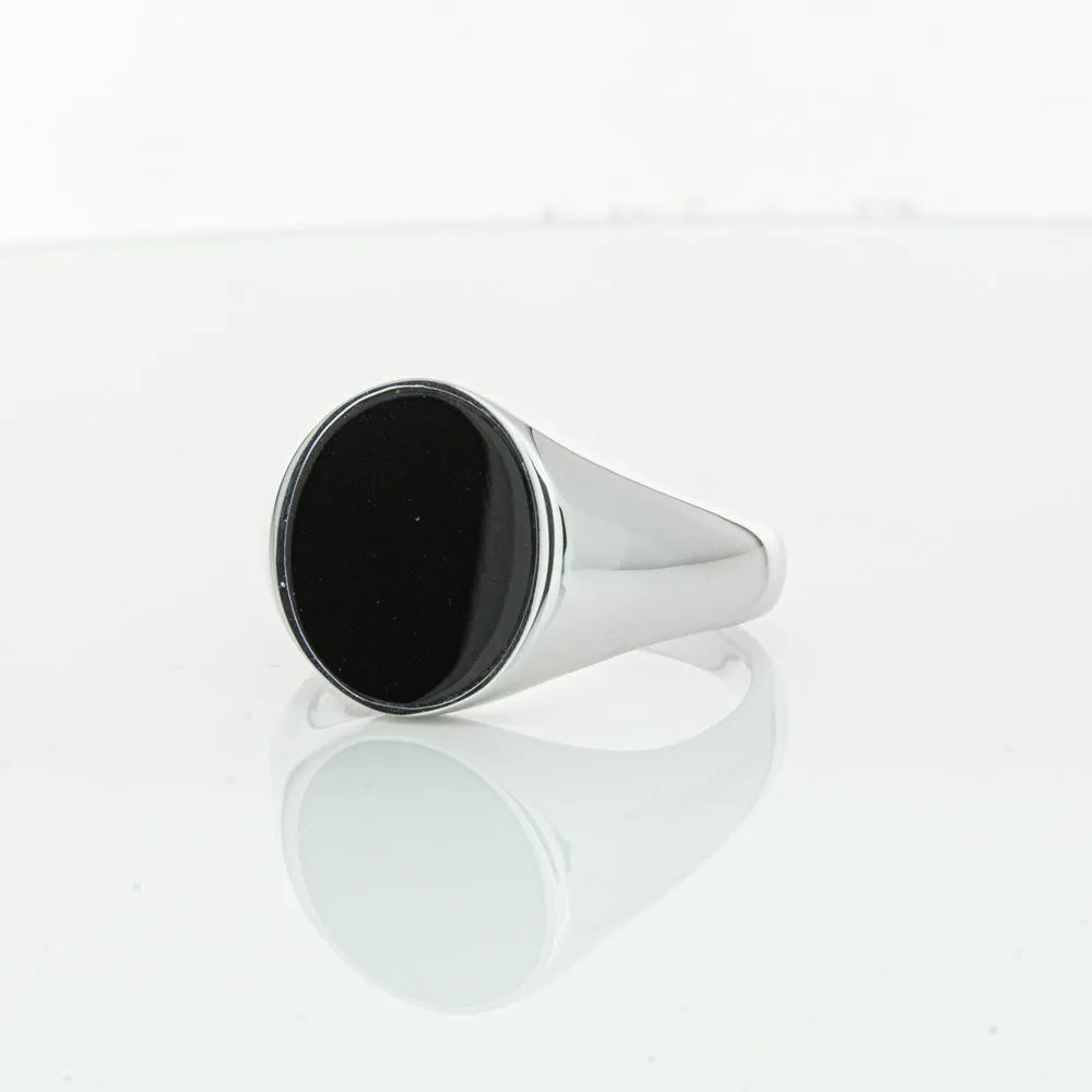 Sterling Silver Oval Onyx Signet Ring