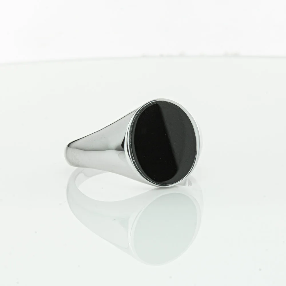 Sterling Silver Oval Onyx Signet Ring
