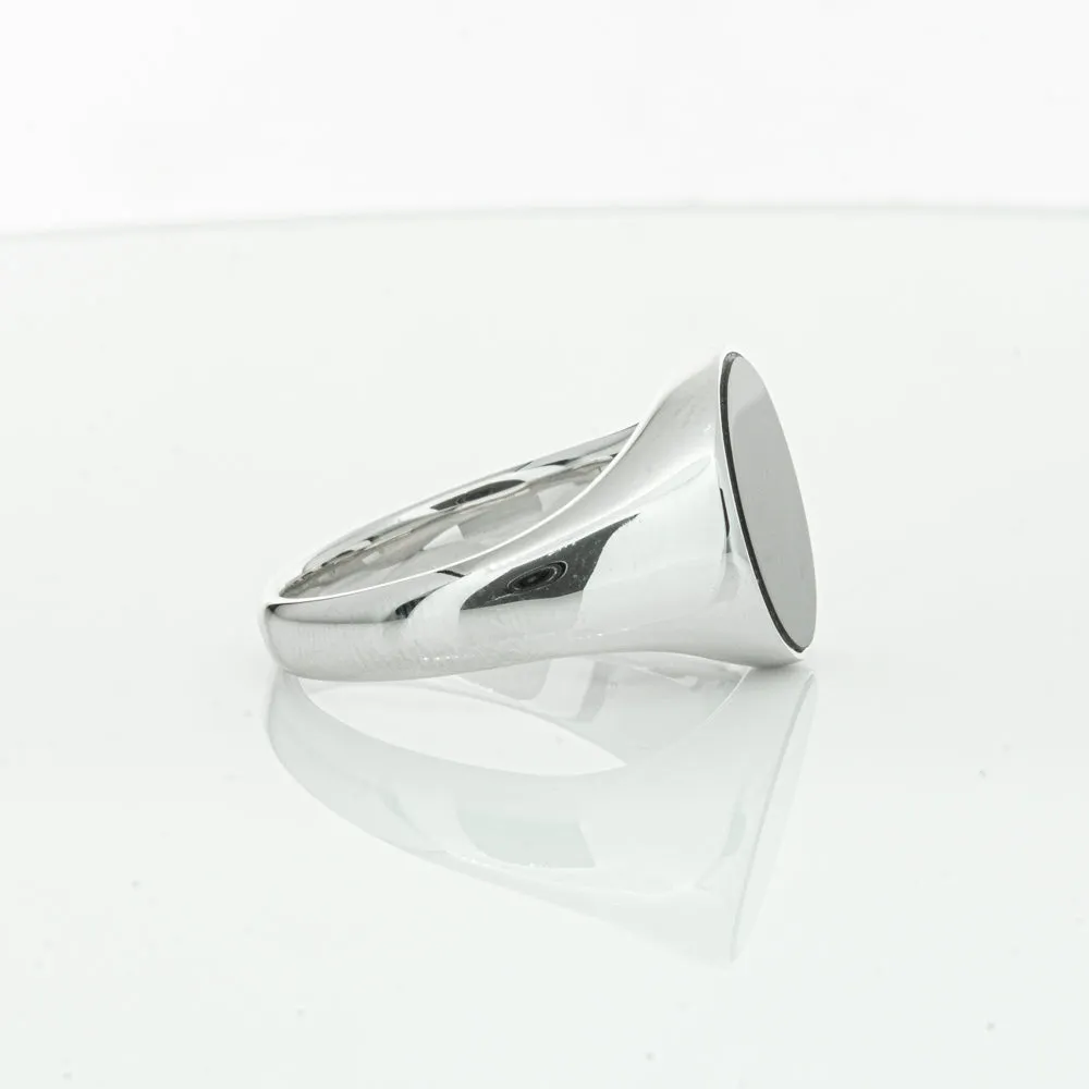 Sterling Silver Oval Onyx Signet Ring