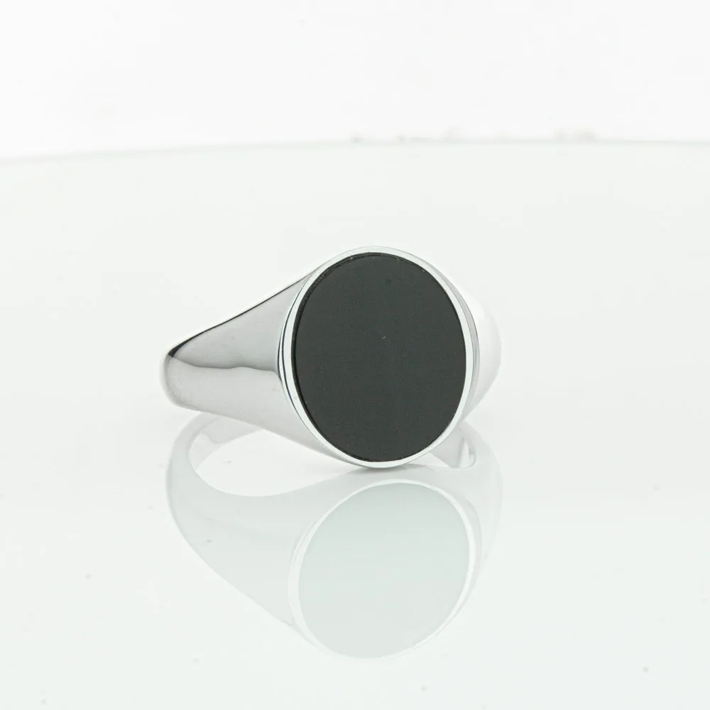 Sterling Silver Oval Onyx Signet Ring