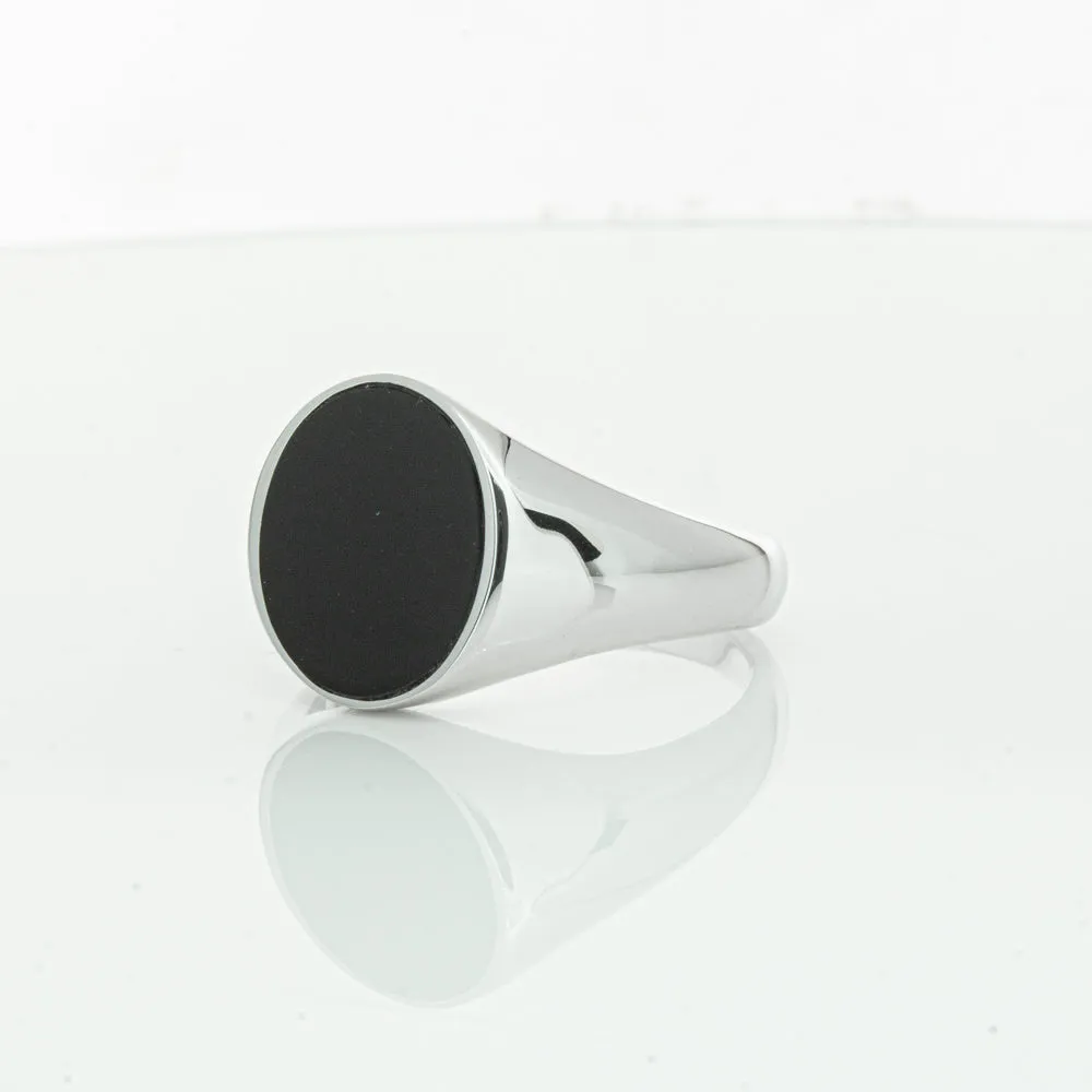 Sterling Silver Oval Onyx Signet Ring
