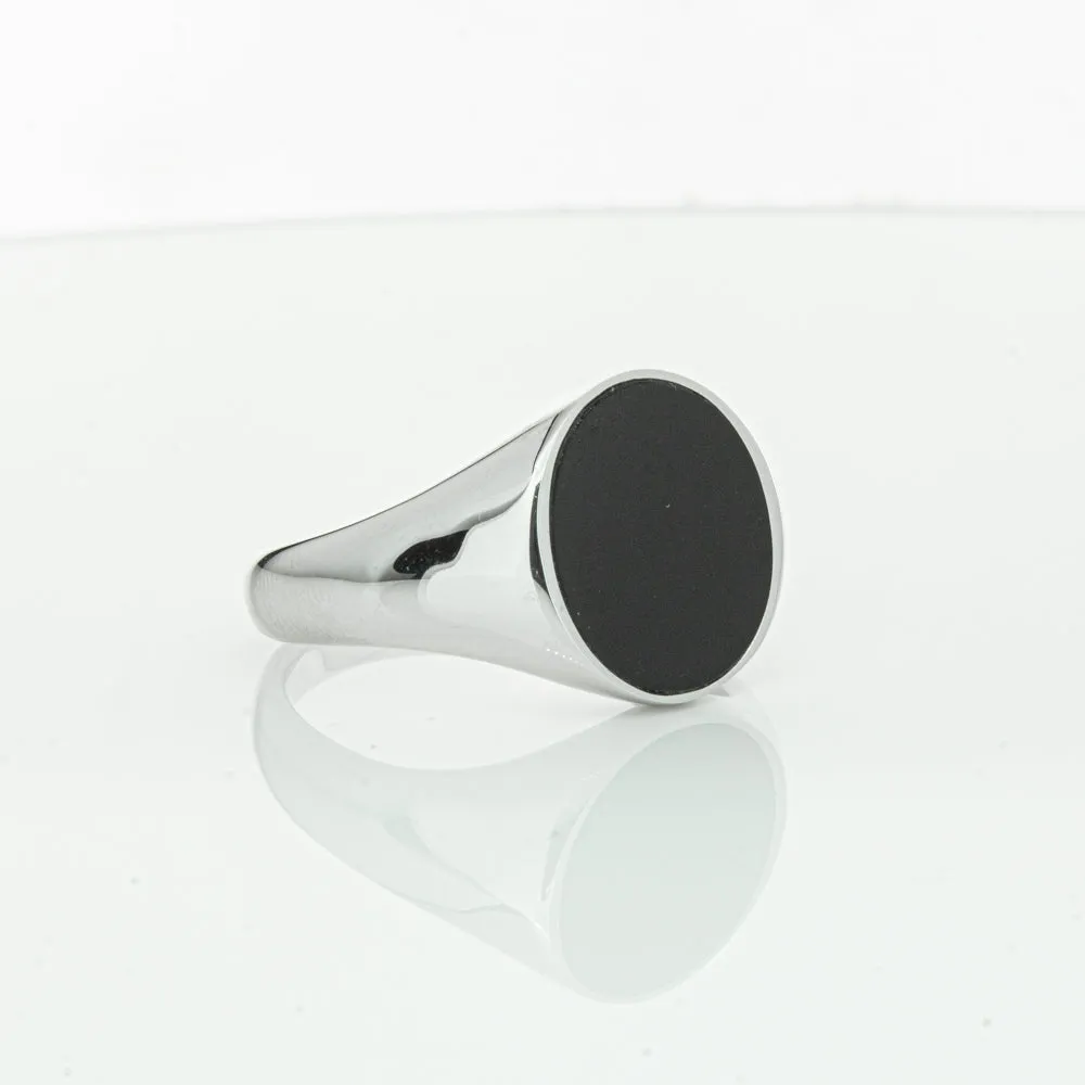 Sterling Silver Oval Onyx Signet Ring