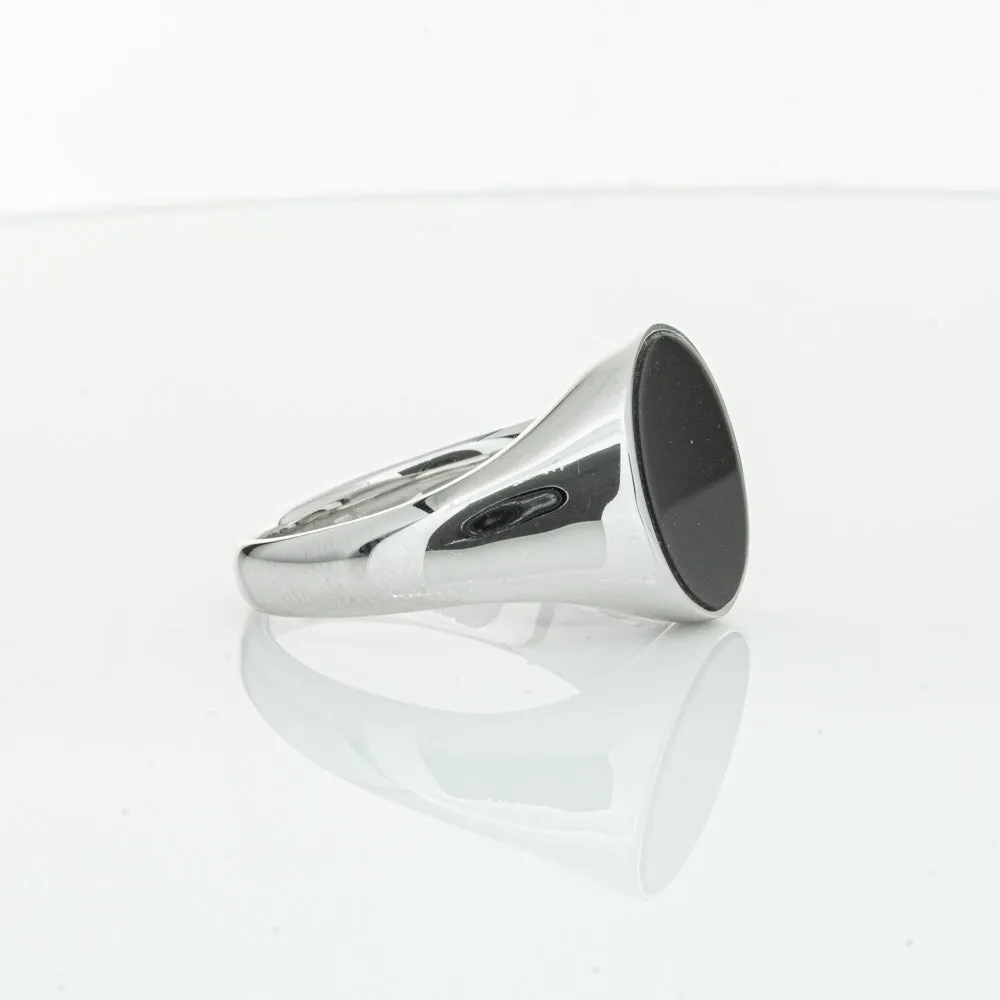 Sterling Silver Oval Onyx Signet Ring