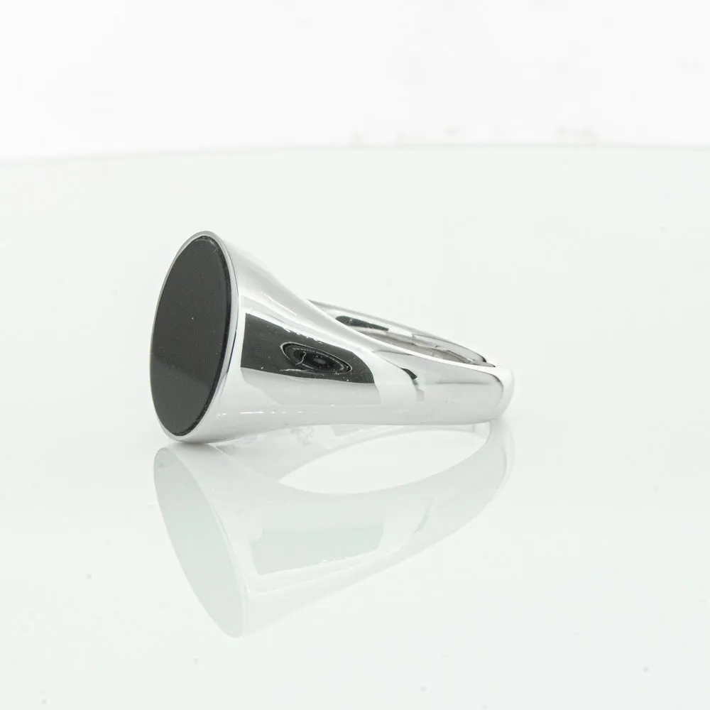 Sterling Silver Oval Onyx Signet Ring