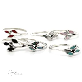 Tiny Leaves Ring with Inlaid Stones
