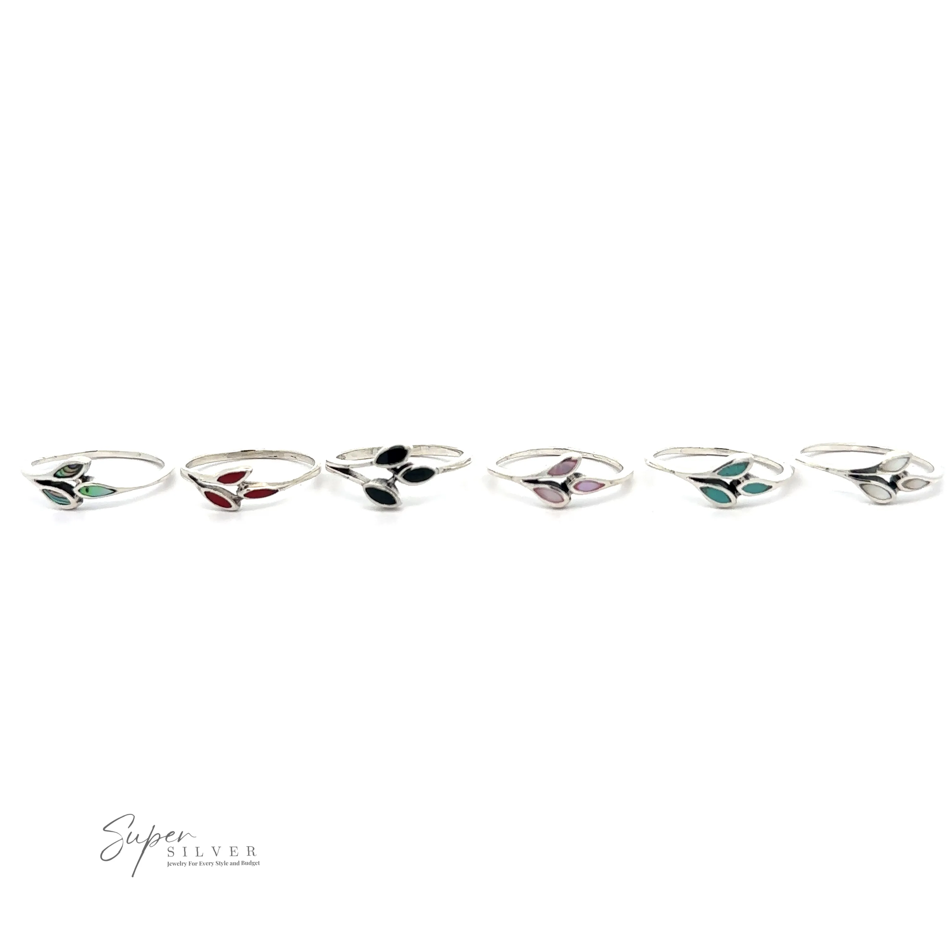 Tiny Leaves Ring with Inlaid Stones