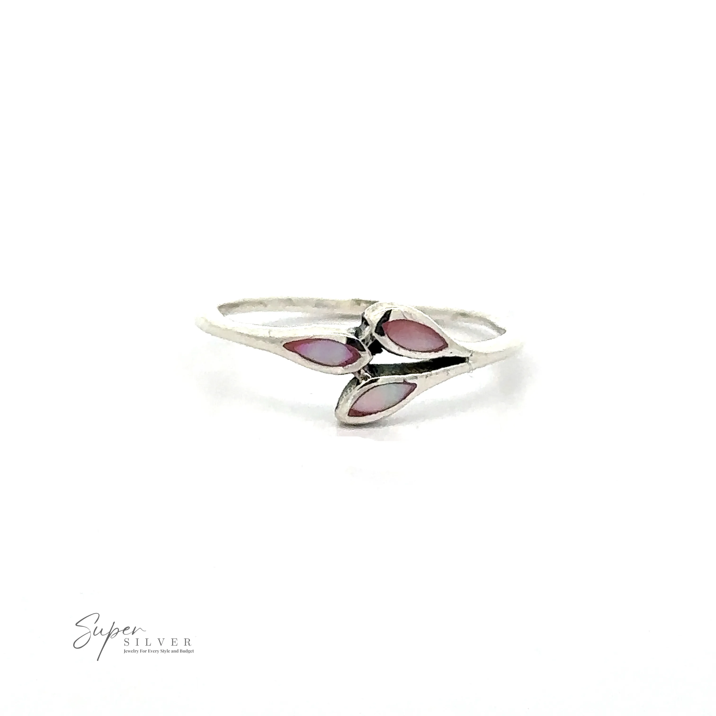 Tiny Leaves Ring with Inlaid Stones